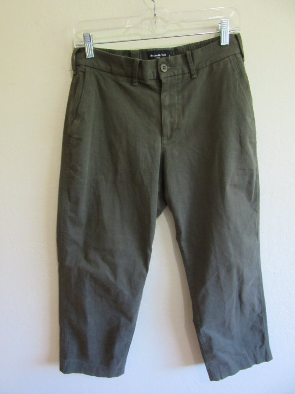 Abercrombie & Fitch Olive Green S Stretch Relaxed Crop Pants